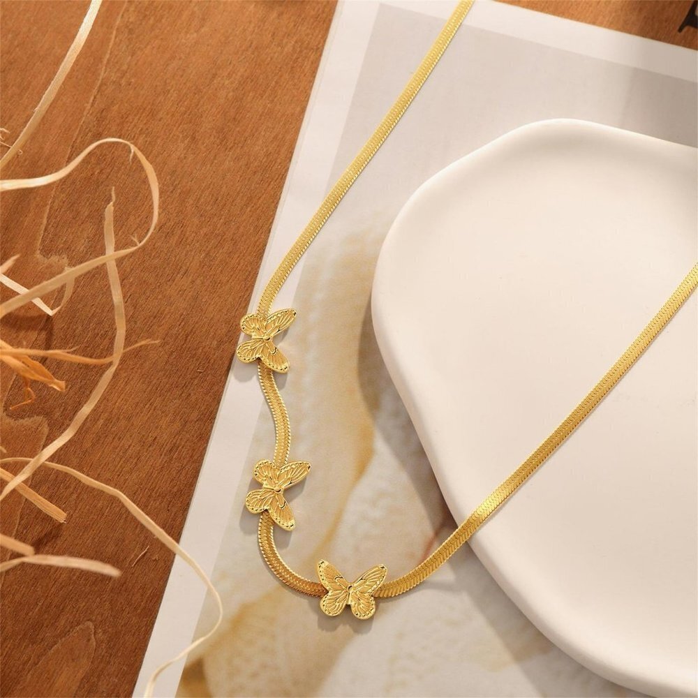 Elegant Exquisite Butterfly Snake Bone Necklace - Picture 3 of 6